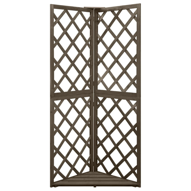 espalier til hjørne 50x50x145 cm massivt grantræ grå