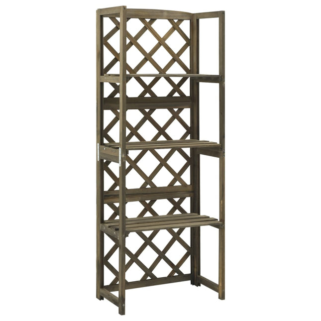 espalier med hylder 55x30x140 cm massivt grantræ grå