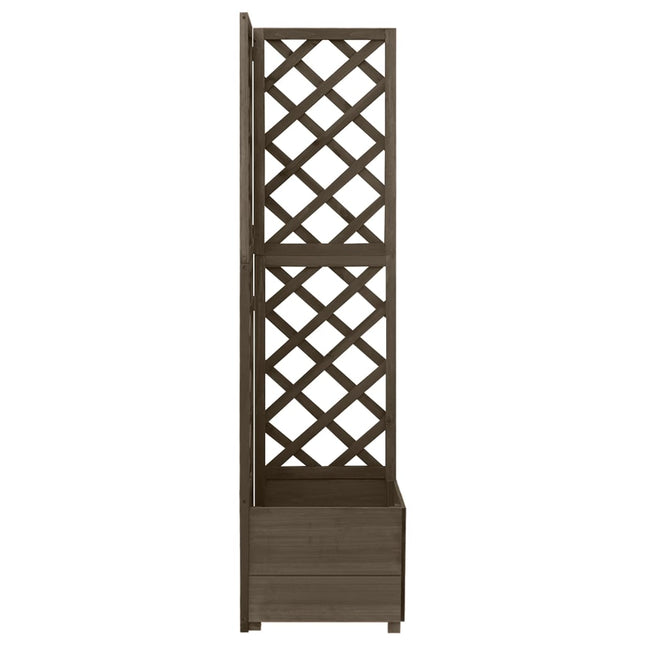 espalier med plantekasse til hjørne 40x40x150 cm grantræ grå