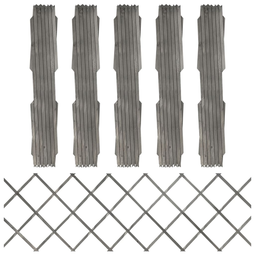Espalierhegn 5 Stk. 180x60 Cm Massivt Fyrretræ Grå - Vidaxl