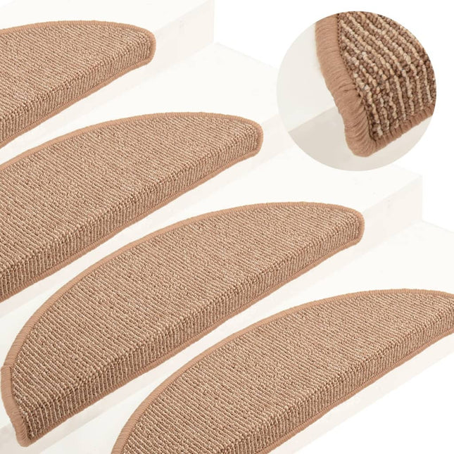 trappemåtter 15 stk. 65x21x4 cm lysebrune halvrunde store