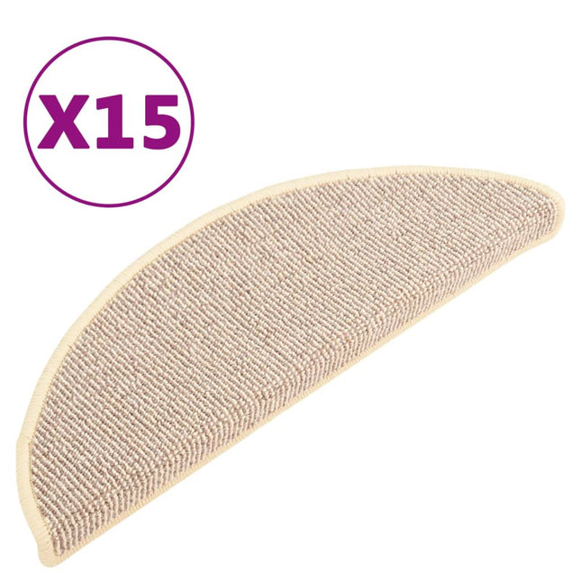 trappemåtter 15 stk. 65x21x4 cm hvide og brune halvrunde store