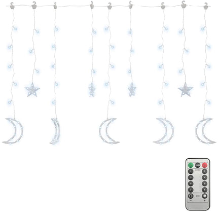 fairy lights-lyskæder stjerne og måne 345 LED'er kold hvid