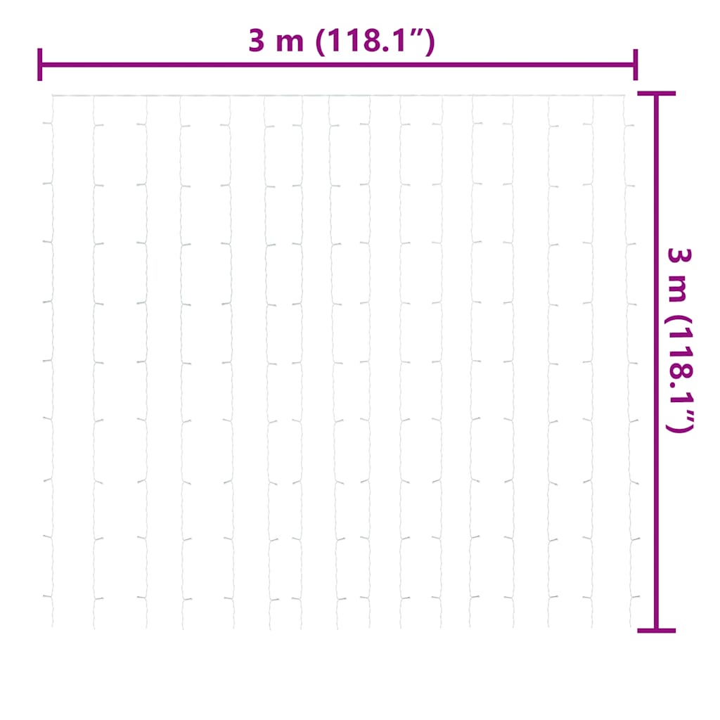 lysgardin 3x3 m 300 LED'er 8 funktioner kold hvid