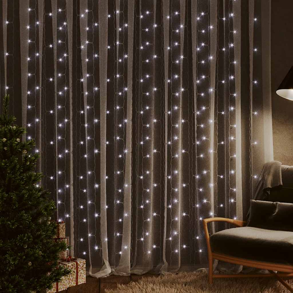 lysgardin 3x3 m 300 LED'er 8 funktioner kold hvid