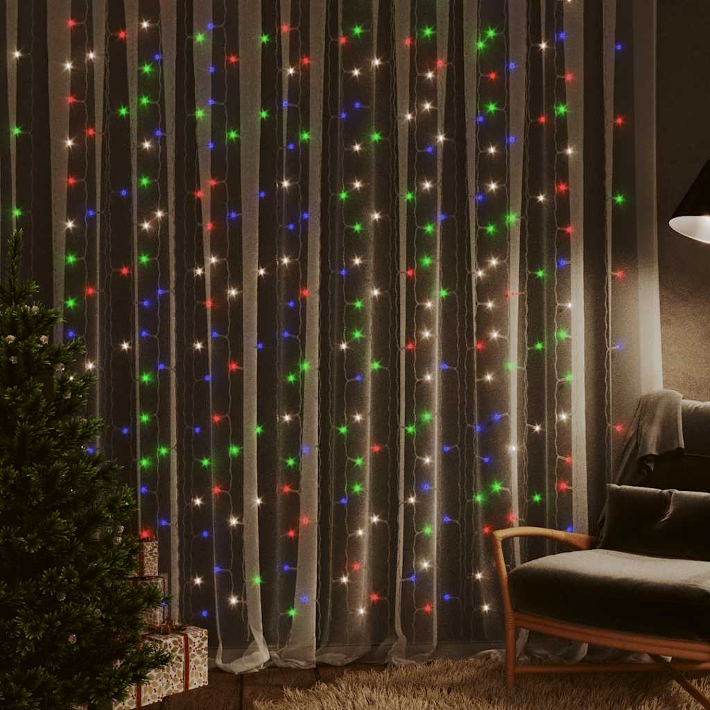 lysgardin 3x3 m 300 LED'er 8 funktioner flerfarvet