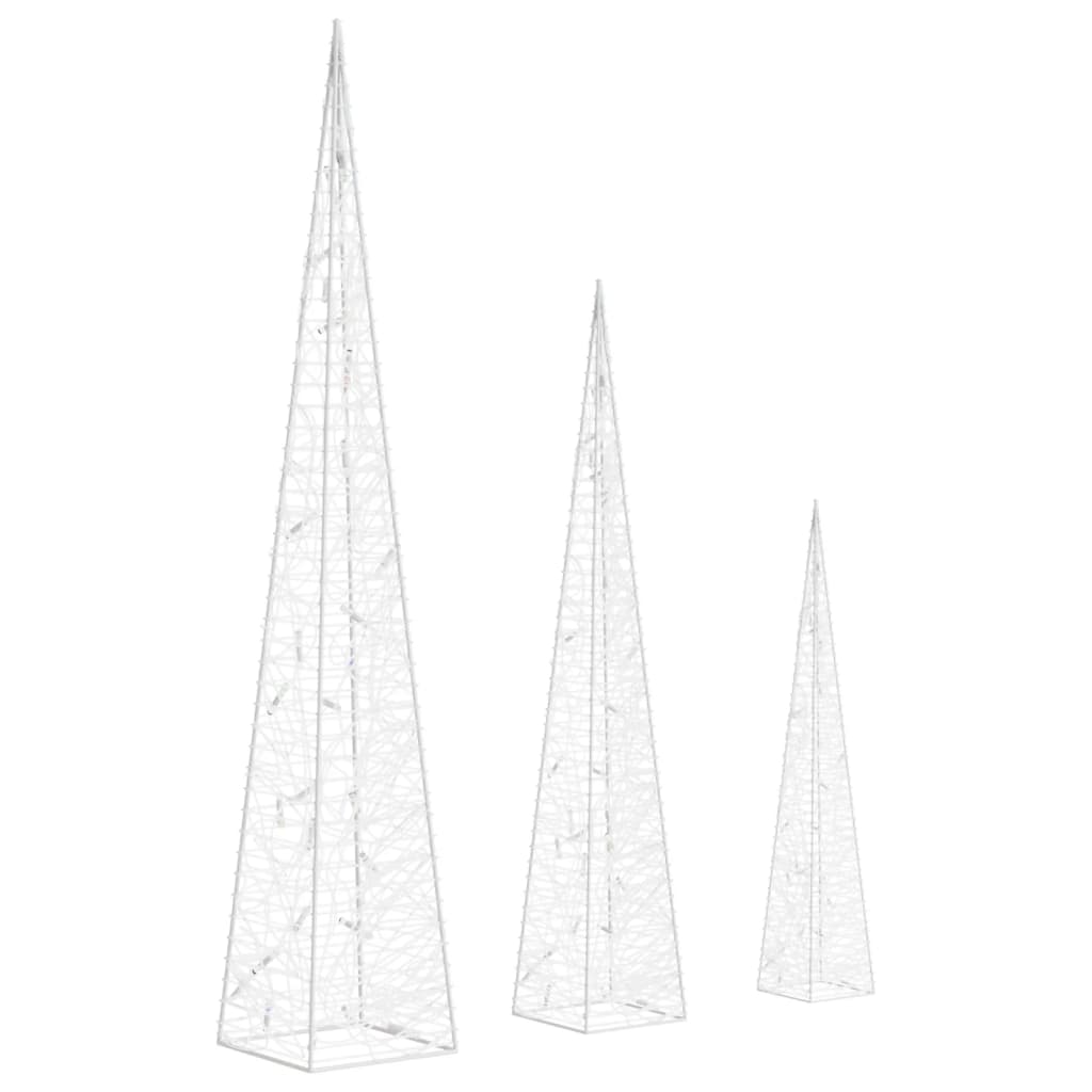 dekorativt LED-lyskeglesæt 30/45/60 cm akryl kold hvid