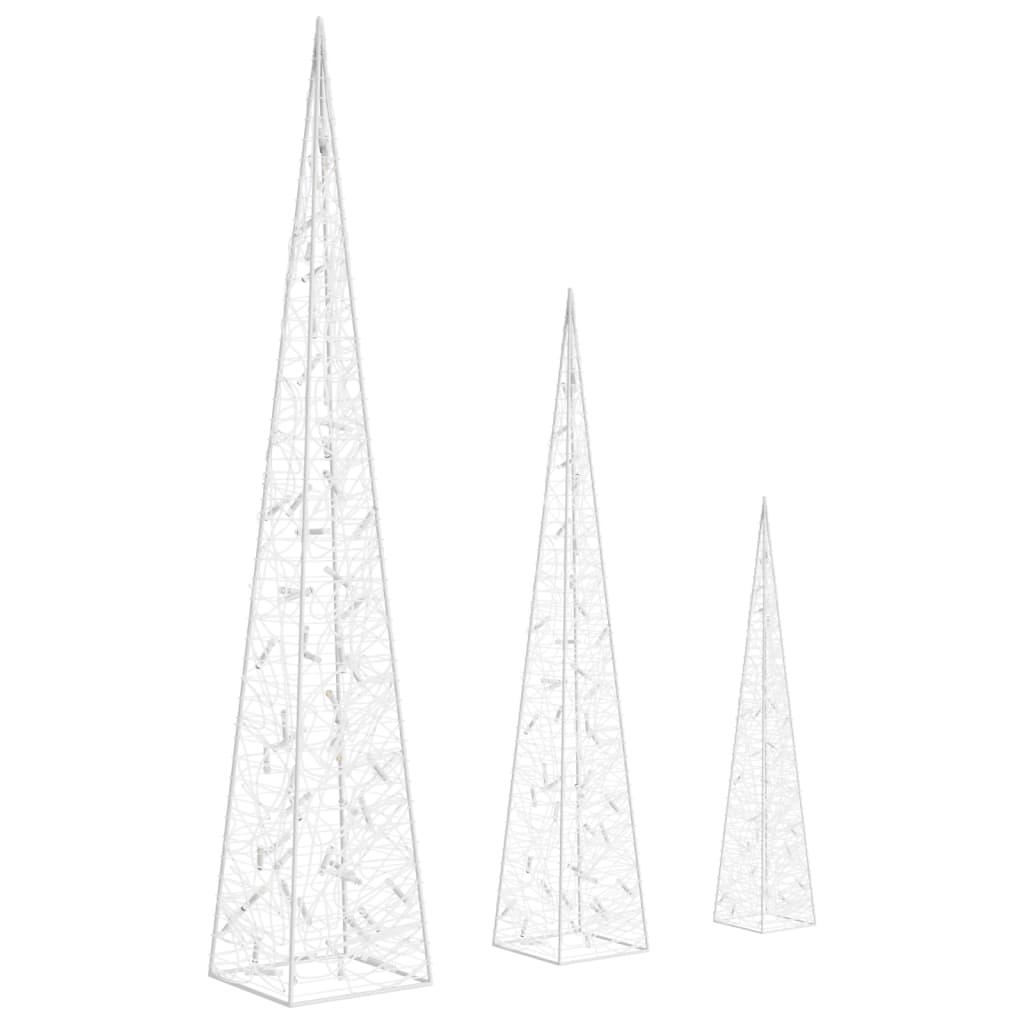 dekorativt LED-lyskeglesæt 60/90/120 cm akryl kold hvid