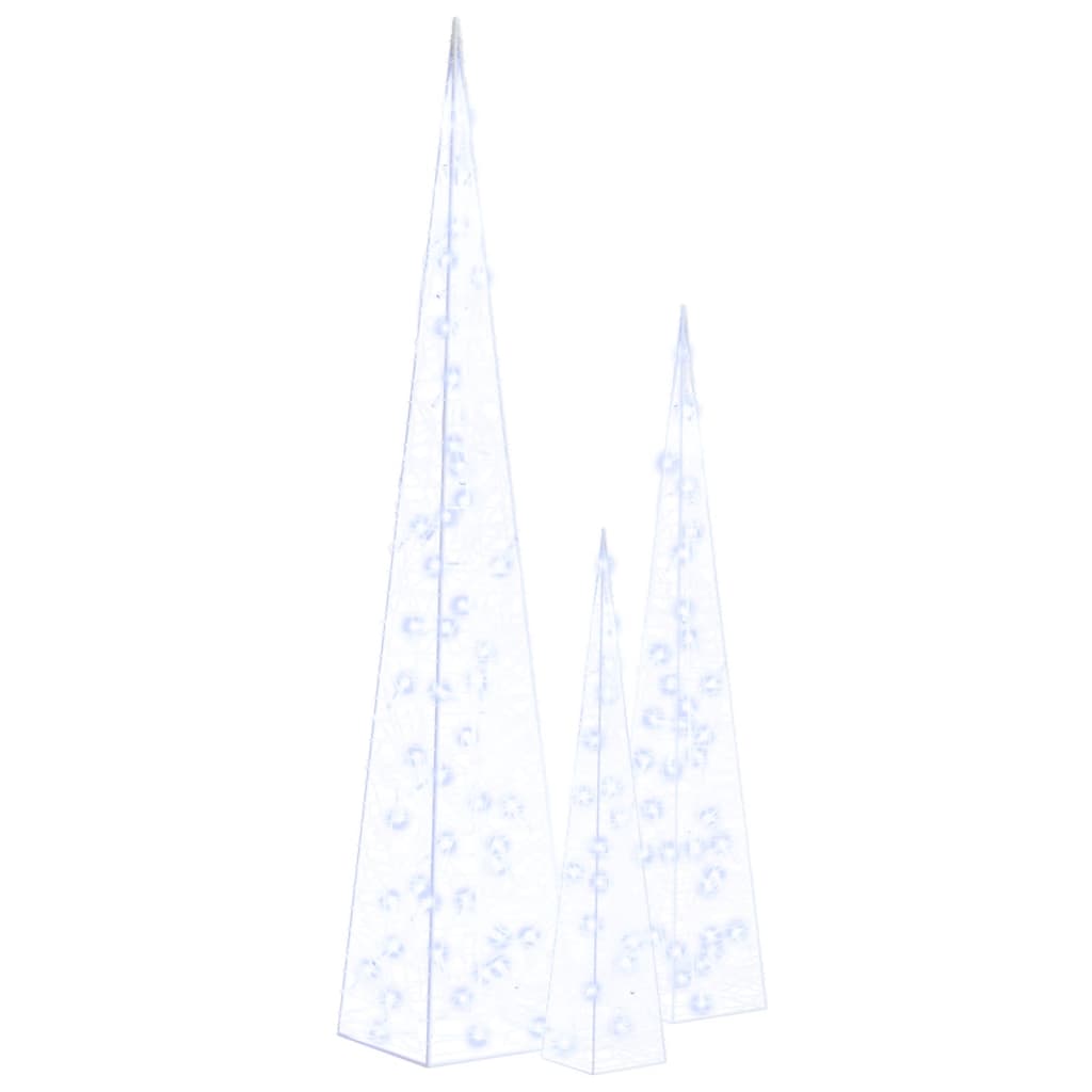 dekorativt LED-lyskeglesæt 60/90/120 cm akryl blå