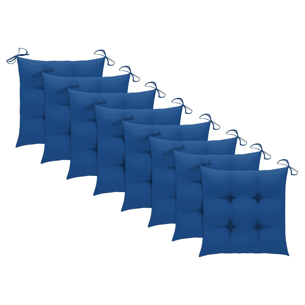 foldbare havestole 8 stk. med hynder massivt teaktræ