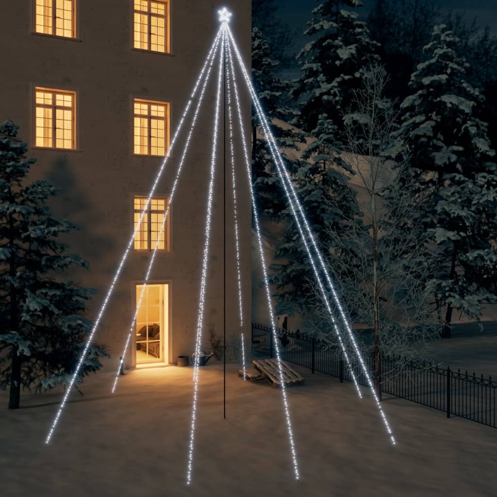 LED-juletræ 1300 LED'er 8 m inde/ude koldt hvidt lys