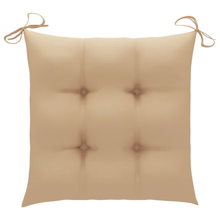 havestole 8 stk. med beige hynder massivt teaktræ