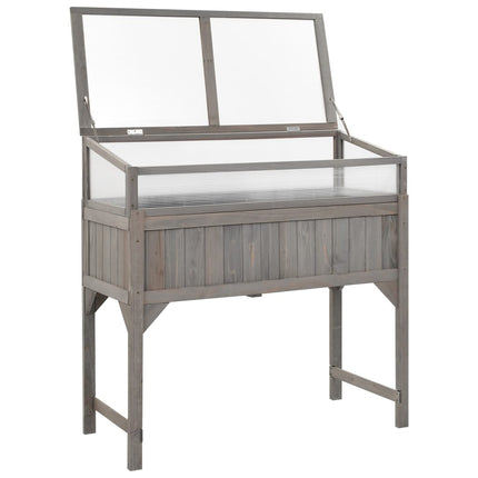 højbed med drivhus 110x54x120 cm massivt grantræ