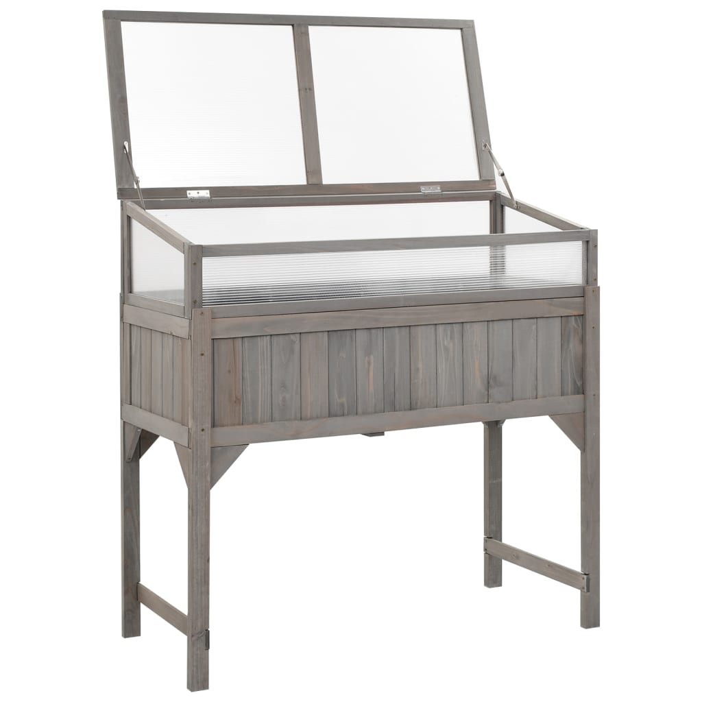 højbed med drivhus 110x54x120 cm massivt grantræ