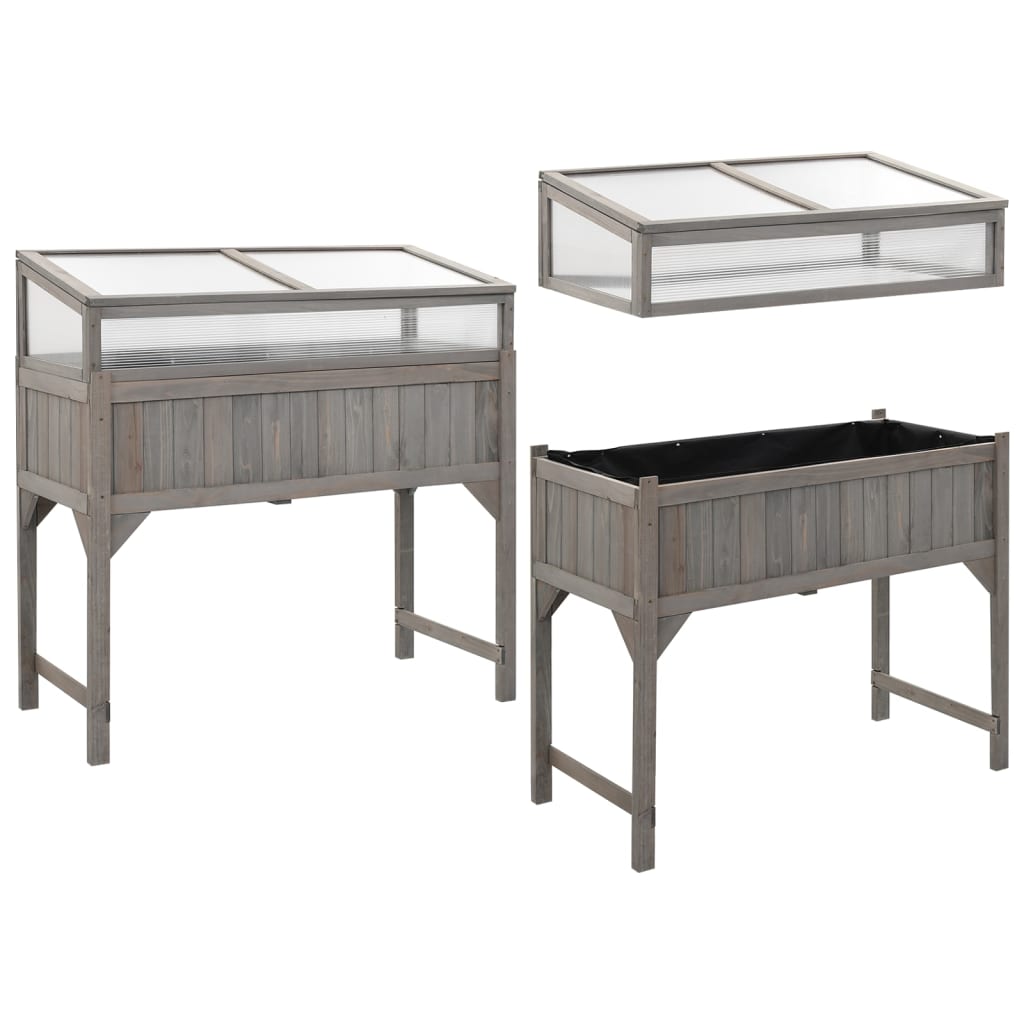 højbed med drivhus 110x54x120 cm massivt grantræ