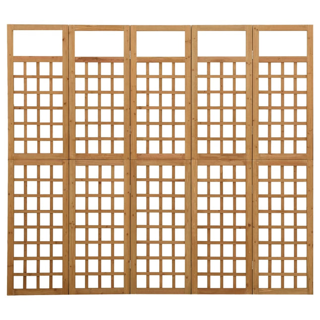 5-panels rumdeler/espalier 201,5x180 cm massivt grantræ