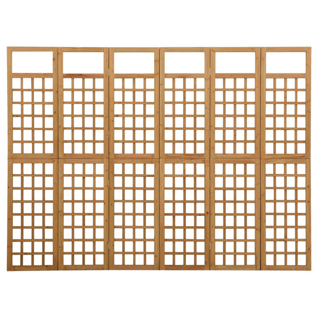 6-panels rumdeler/espalier 242,5x180 cm massivt grantræ