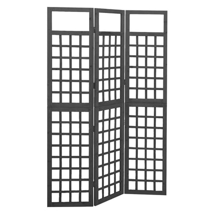 3-panels rumdeler/espalier 121x180 cm massivt grantræ sort