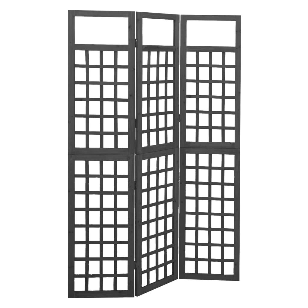3-panels rumdeler/espalier 121x180 cm massivt grantræ sort billede