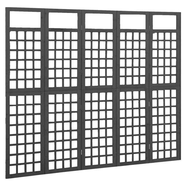 5-panels rumdeler/espalier 201,5x180 cm massivt grantræ sort