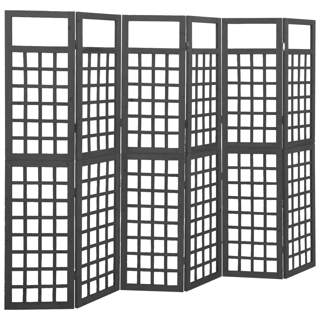 6-panels rumdeler/espalier 242,5x180 cm massivt grantræ sort billede