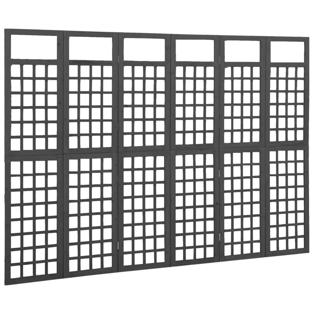 6-panels rumdeler/espalier 242,5x180 cm massivt grantræ sort