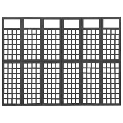 6-panels rumdeler/espalier 242,5x180 cm massivt grantræ sort