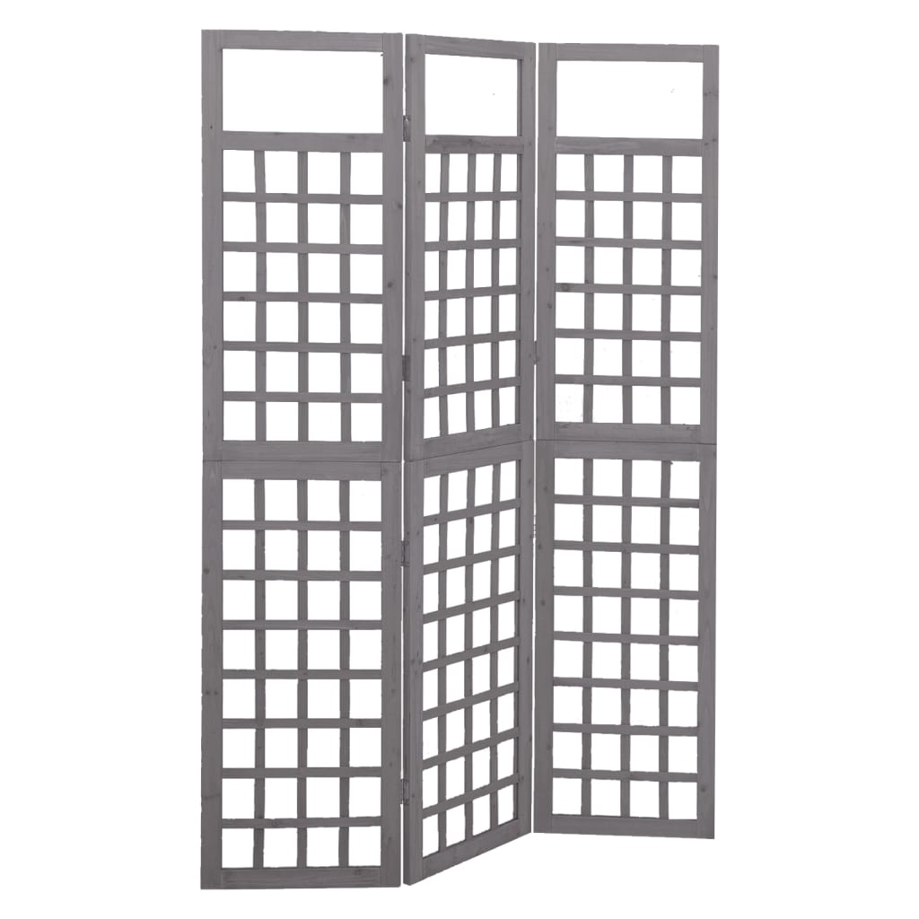 3-panels rumdeler/espalier 121x180 cm massivt grantræ grå billede