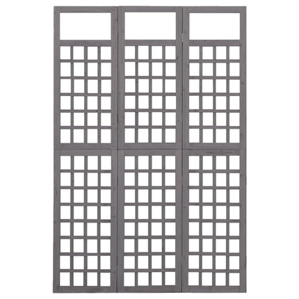 3-panels rumdeler/espalier 121x180 cm massivt grantræ grå