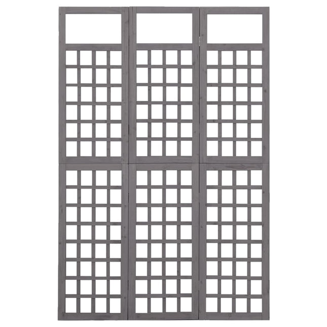 3-panels rumdeler/espalier 121x180 cm massivt grantræ grå