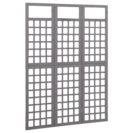 3-panels rumdeler/espalier 121x180 cm massivt grantræ grå