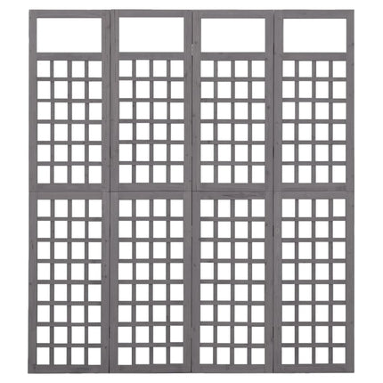 4-panels rumdeler/espalier 161x180 cm massivt grantræ grå