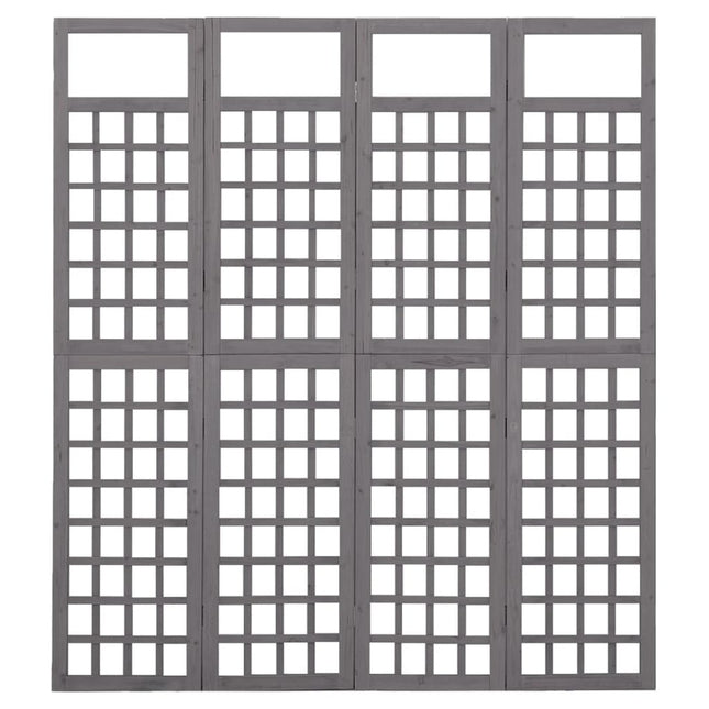 4-panels rumdeler/espalier 161x180 cm massivt grantræ grå