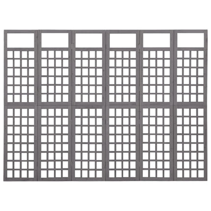 6-panels rumdeler/espalier 242,5x180 cm massivt grantræ grå