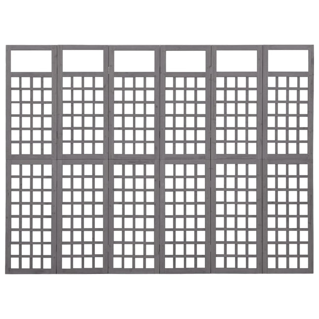 6-panels rumdeler/espalier 242,5x180 cm massivt grantræ grå