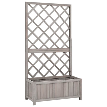 plantekasse med espalier 70x30x135 cm massivt fyrretræ grå