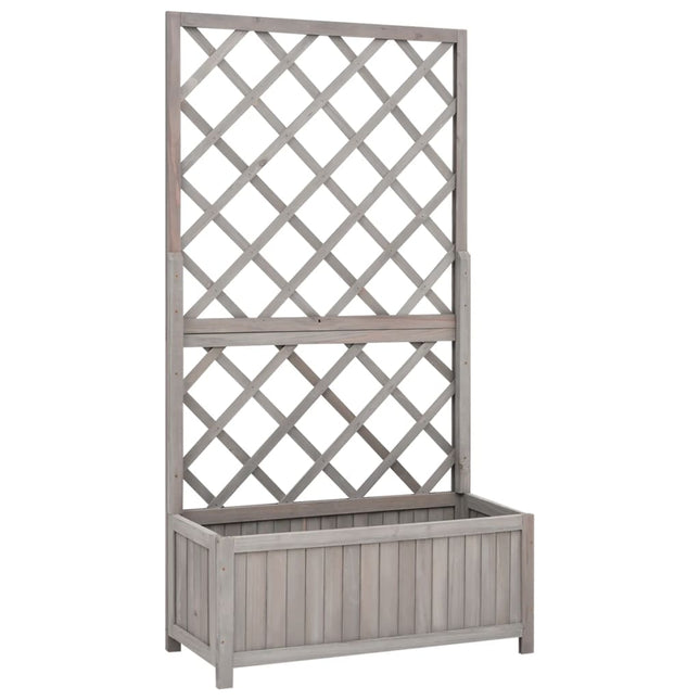 plantekasse med espalier 70x30x135 cm massivt fyrretræ grå