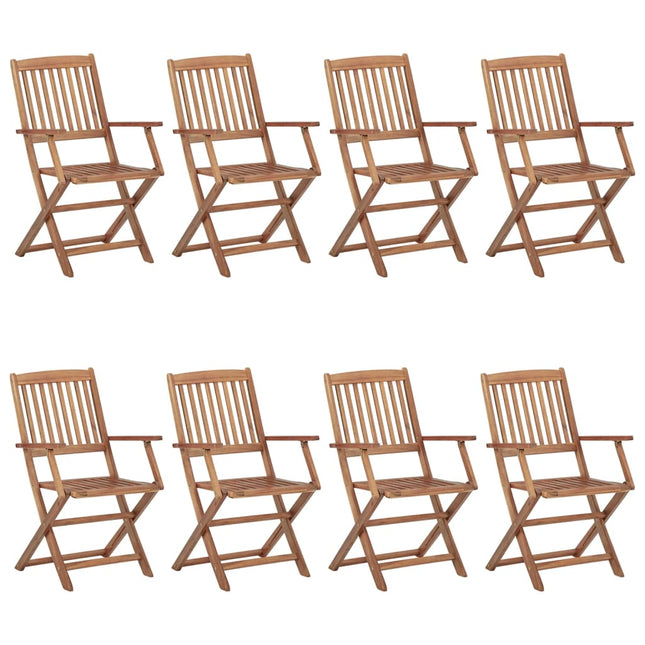 foldbare havestole 8 stk. med hynder massivt akacietræ