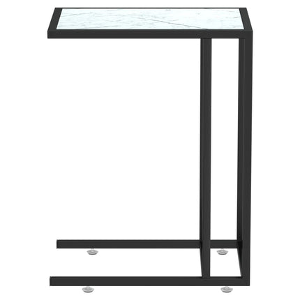 sidebord 50x35x65 cm hærdet glas hvid marmor