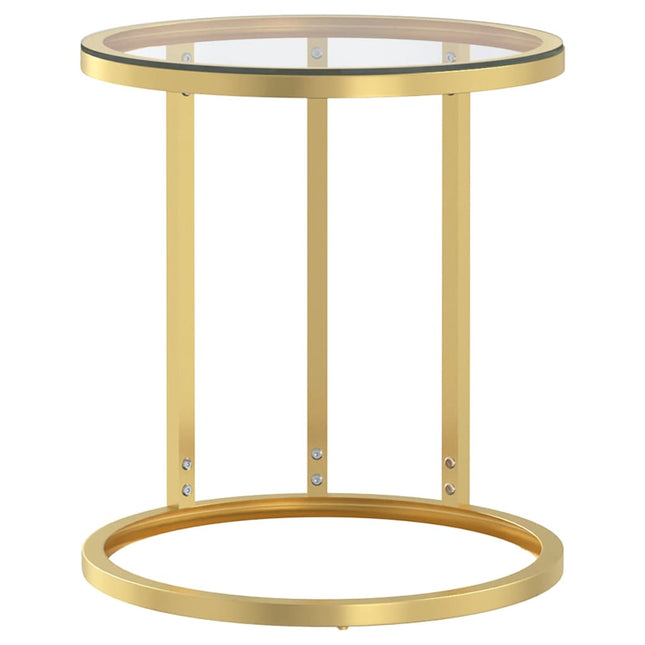 sidebord 45 cm hærdet glas guldfarvet og transparent