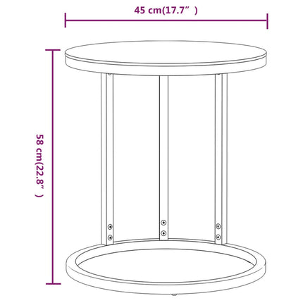 sidebord 45 cm hærdet glas guldfarvet og transparent
