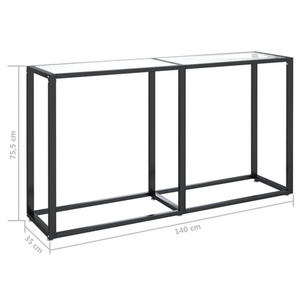konsolbord 140x35x75,5 cm hærdet glas transparent