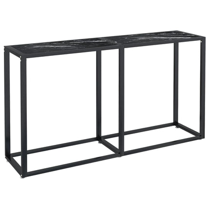 konsolbord 140x35x75,5 cm hærdet glas sort marmor