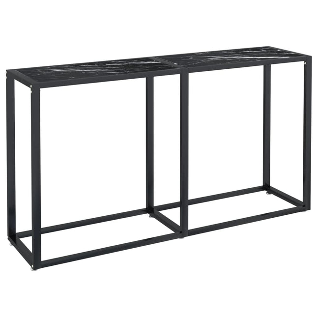 konsolbord 140x35x75,5 cm hærdet glas sort marmor