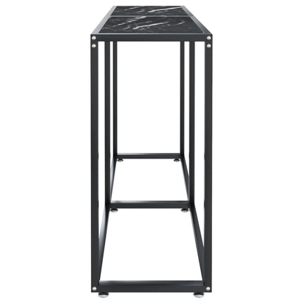 konsolbord 140x35x75,5 cm hærdet glas sort marmor