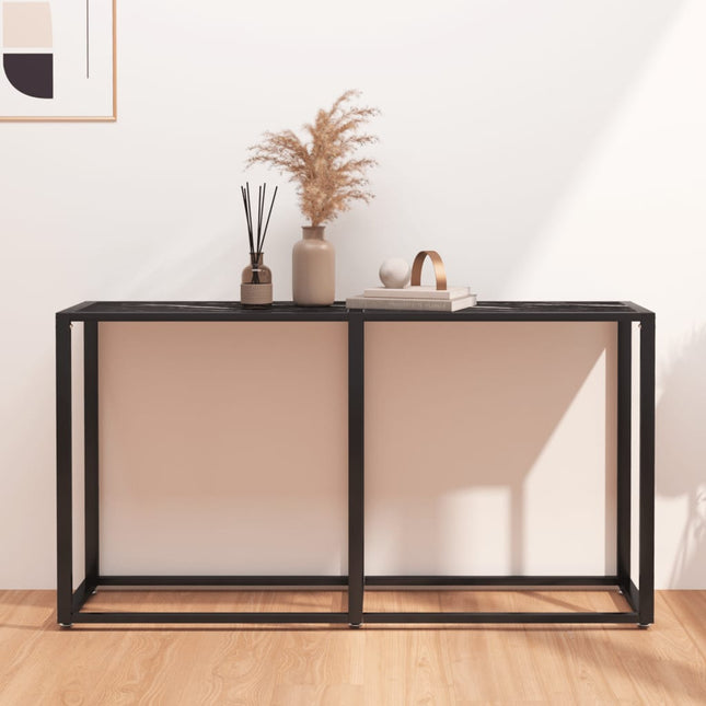 konsolbord 140x35x75,5 cm hærdet glas sort marmor