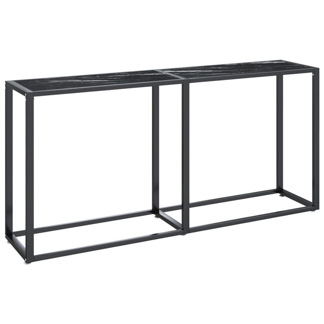 konsolbord 160x35x75,5 cm hærdet glas sort marmor