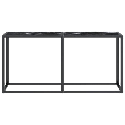 konsolbord 160x35x75,5 cm hærdet glas sort marmor
