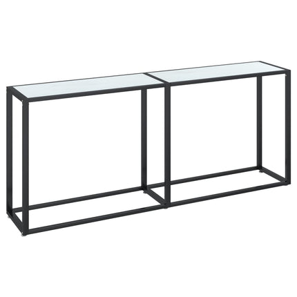 konsolbord 180x35x75,5 cm hærdet glas hvid marmor