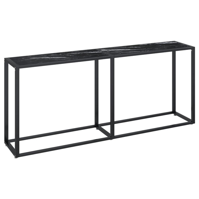 konsolbord 180x35x75,5 cm hærdet glas sort marmor
